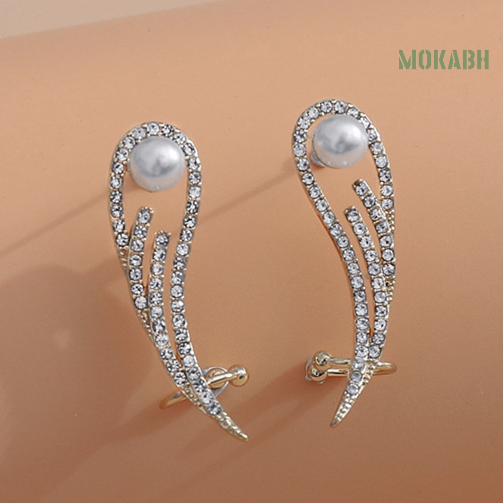 1 Đôi Bông Tai Hình Đôi Cánh Thiên Thần Đính Đá Lấp Lánh Thời Trang Dự Tiệc