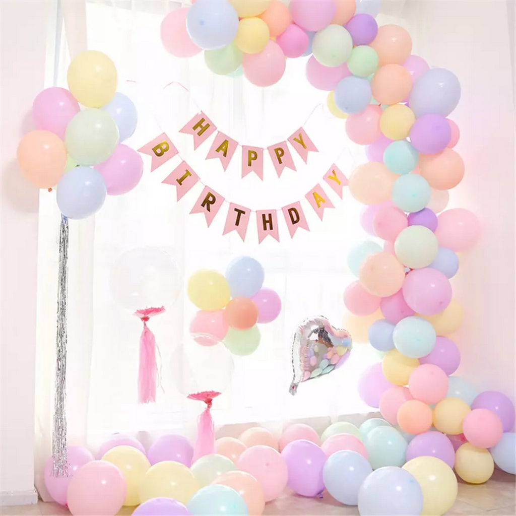 Combo Bong Bóng Pastel Sữa Trang Trí Sinh Nhật Đáng Yêu.(9 Set Full)