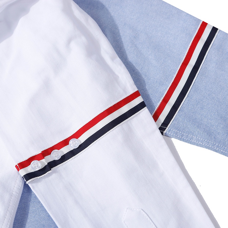 Áo sơ mi THOM BROWNE trang trí hai đường sọc ở tay áo phong cách cổ điển trẻ trung cho unisex | BigBuy360 - bigbuy360.vn