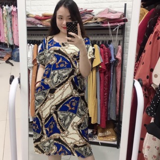 Váy lanh dáng A bầu bí bon chen