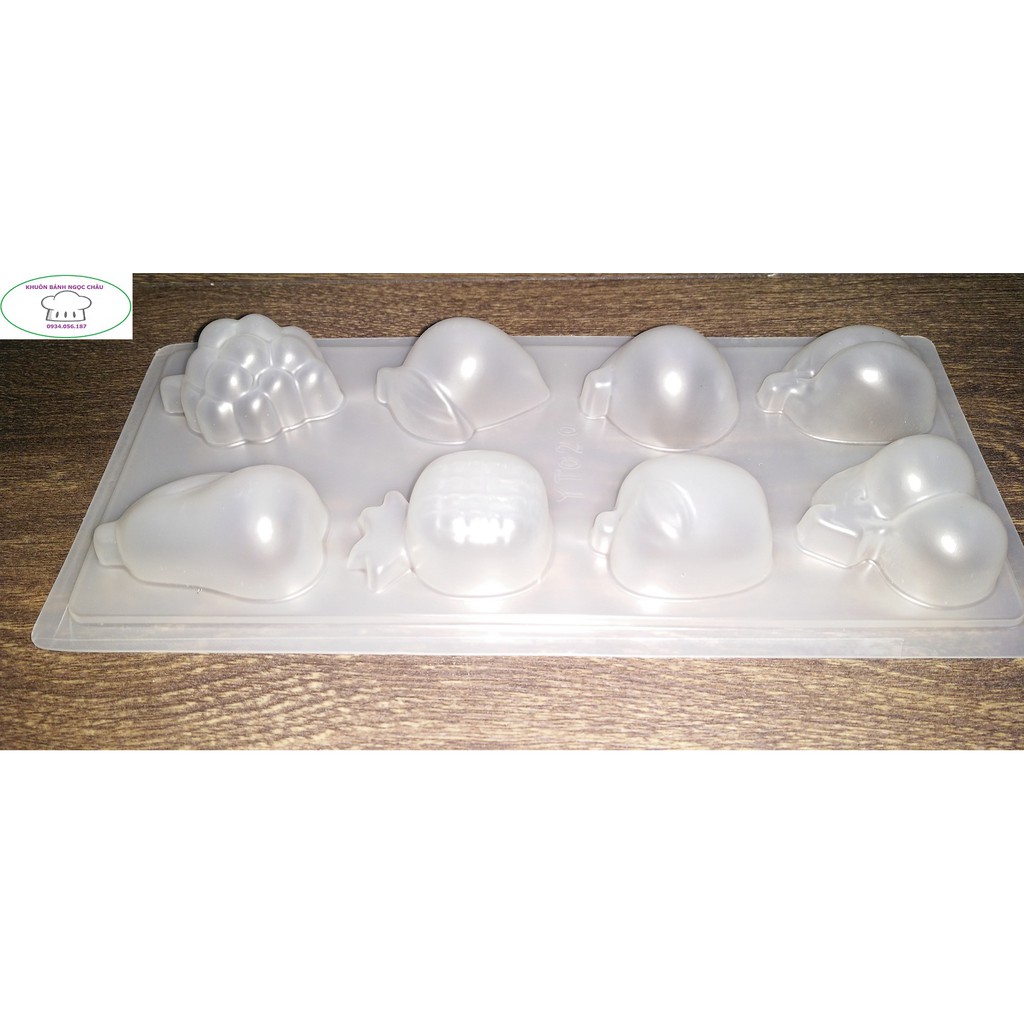 Khuôn làm thạch rau câu hình 8 loại trái cây .