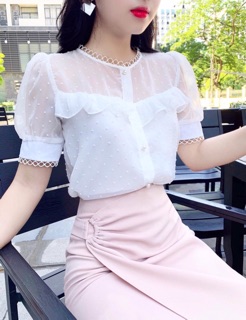 Áo voan hạt gạo ren xu giá sale