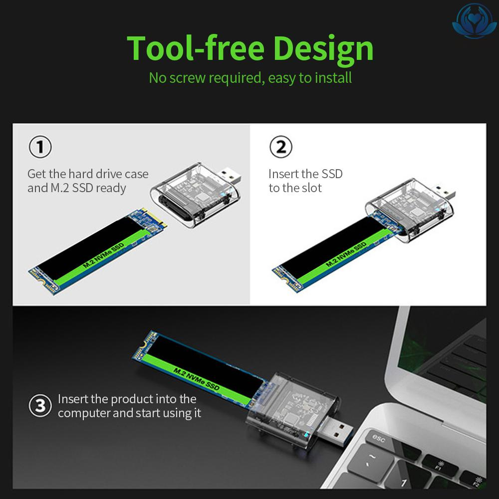 Vỏ Ổ Cứng Ssd Ngff Hỗ Trợ Sata B-Key M.2 Ssd / Gen1 Sata Usb3.0 Đen | BigBuy360 - bigbuy360.vn