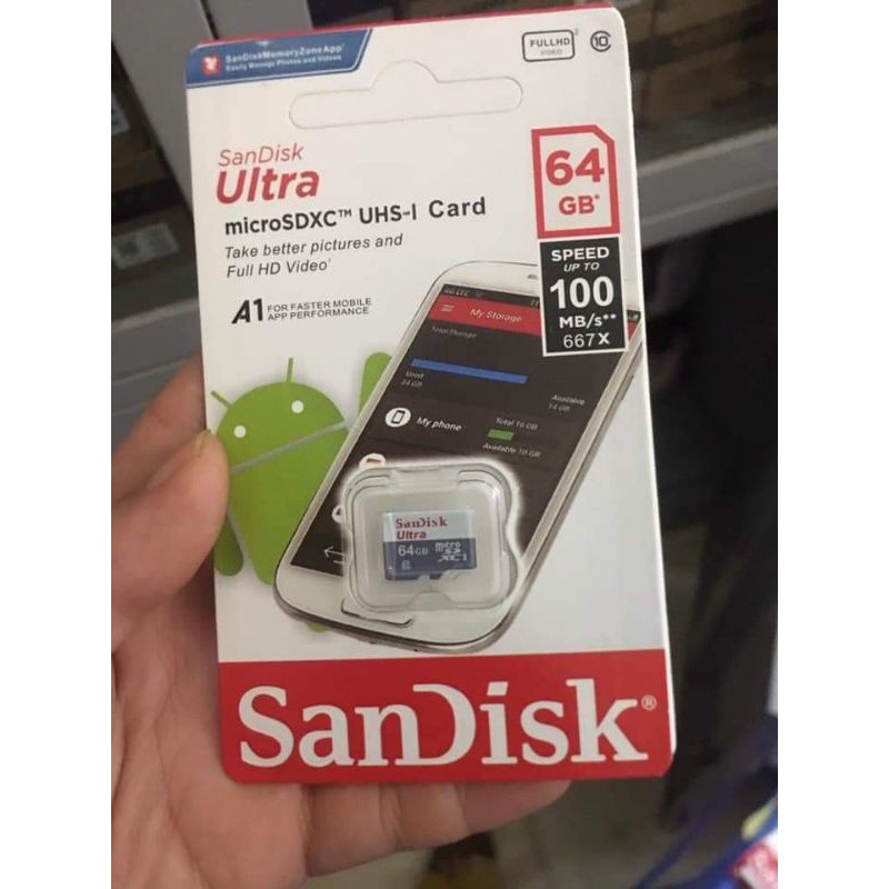 {HOT SALE} Thẻ nhớ microSDHC Sandisk 64GB upto 100MB/s Ultra - SẴN HÀNG