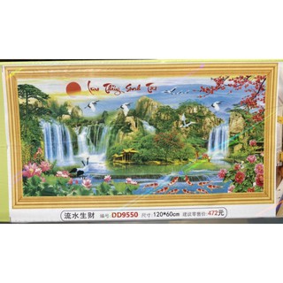 Tranh đính đá lưu thủy sinh tài  Dream valley D9550 MẪU MỚI 120X60 cm  (chưa đính)