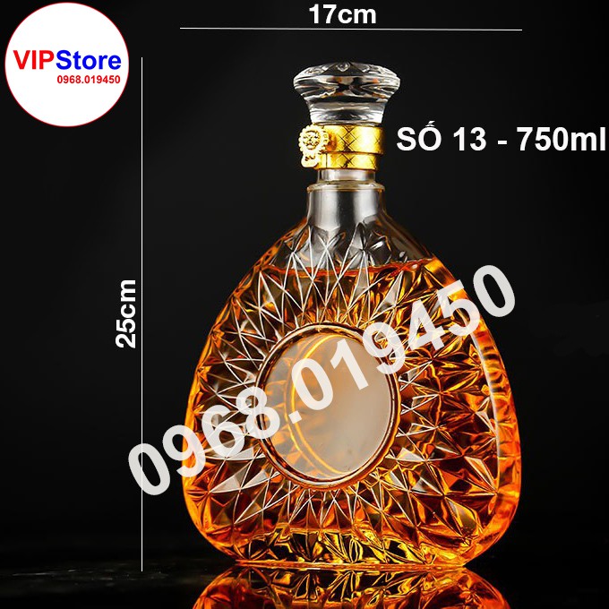 [ CAO CẤP- SIÊU ĐẸP ] Vỏ Bình Thủy Tinh XO Đựng Rượu 750ml, Bình Ngâm Rượu XO Tam Giác, CTT-13