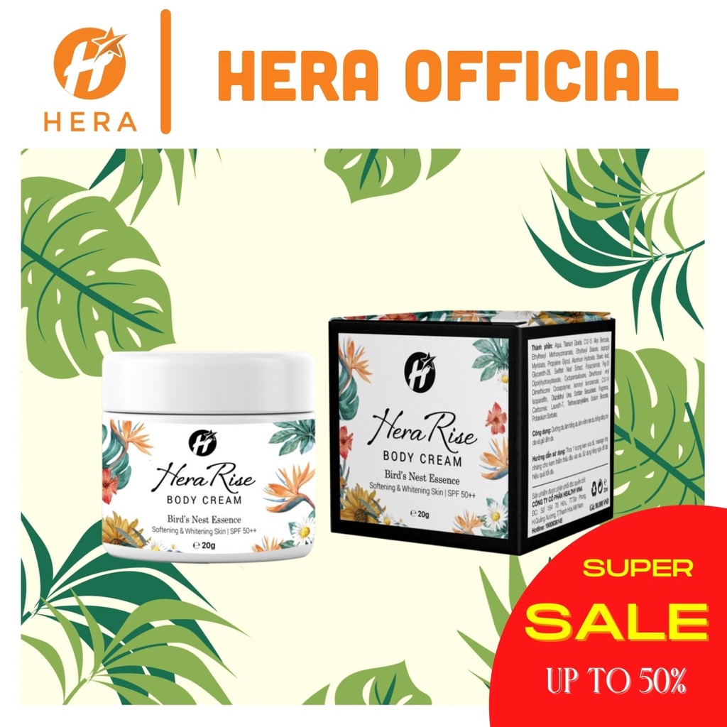 Kem Body chống nắng SPF50++, trắng da, nâng tone Herarise Body Cream