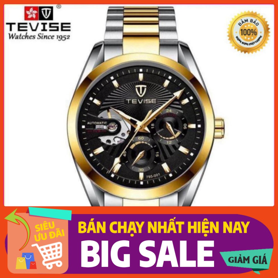 ĐỒNG HỒ AUTOMATIC TEVISE CHÍNH HÃNG NAM DÂY INOX NGUYÊN KHỐI CAO CẤP (TẶNG KỀM HỘP) [ Đồng Hồ Nam