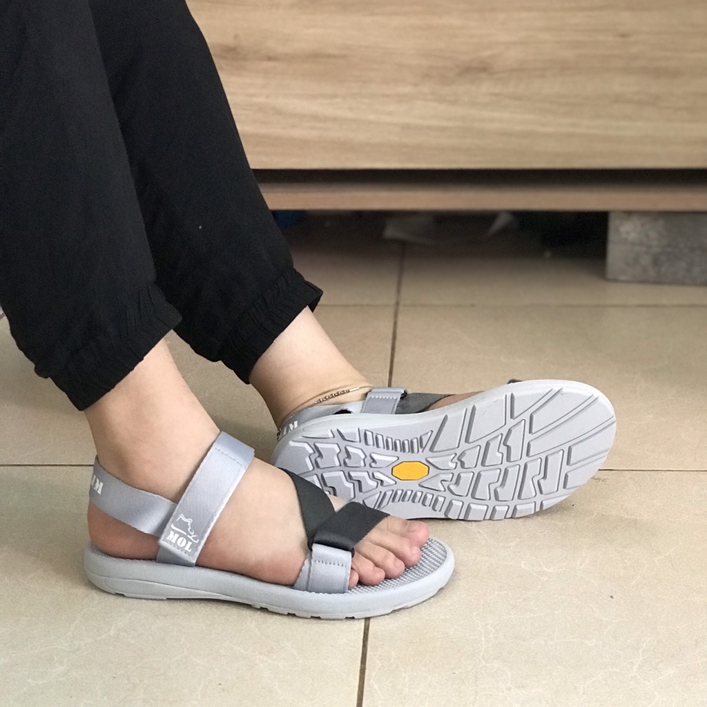 Giày Sandal MOL Nam Nữ Quai Chéo Đế Cao Su Quai Dù Đi Học Đi Làm Đi Chơi Mã MS1166