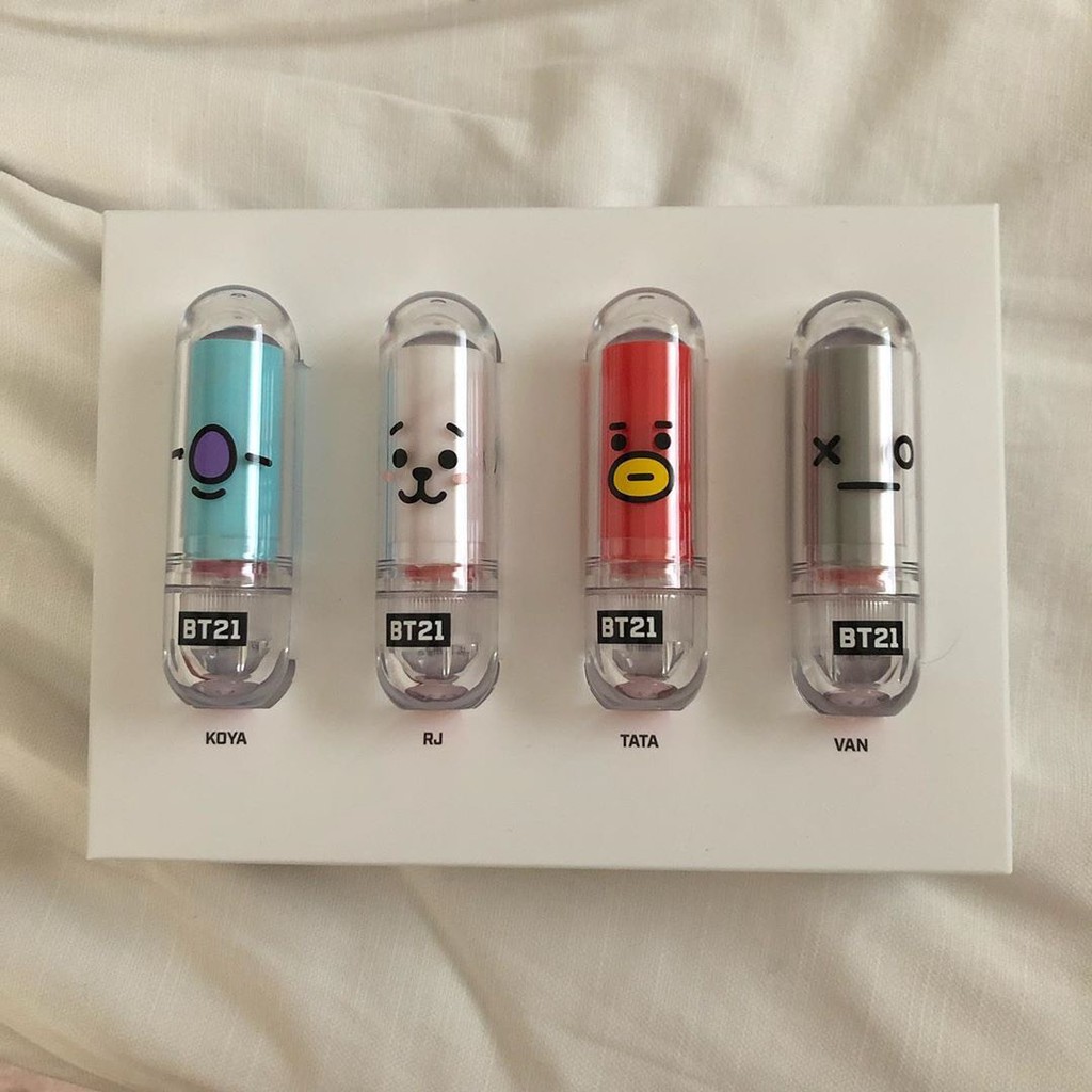 Set Son BT21⚡FREESHIP⚡ Trọn Bộ 4 Thỏi Son Lì, Có Dưỡng, VT x BT21 LIPPY STICK SPECIAL EDITION SET