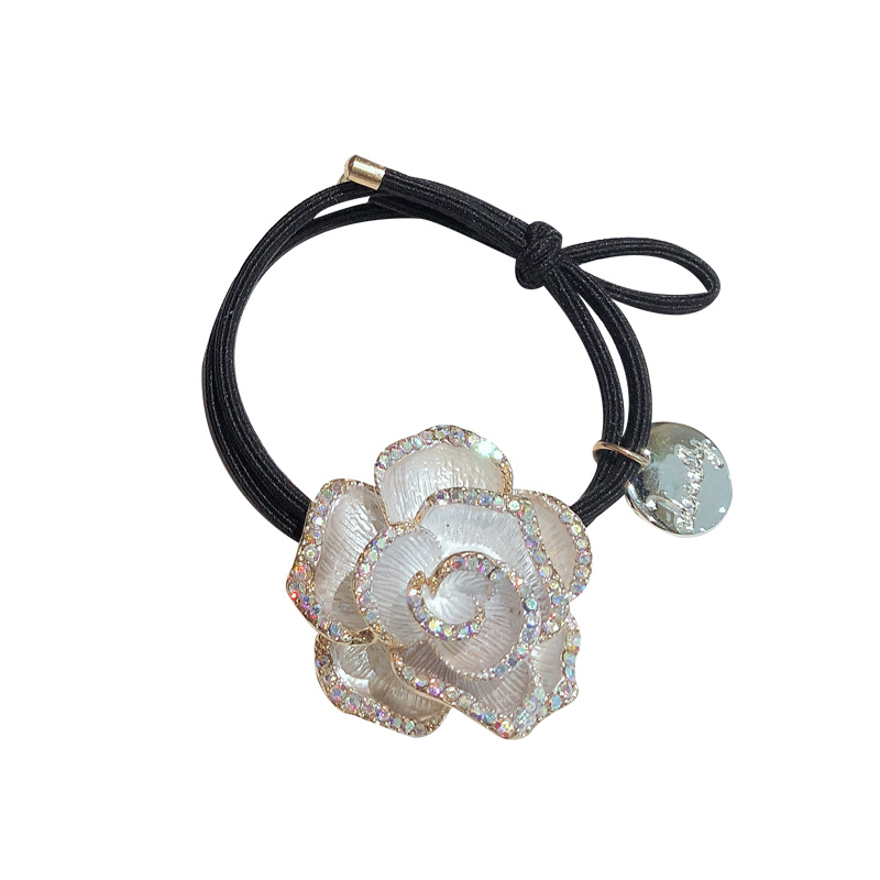 Dây buộc tóc đính hoa trà cao cấp phong cách mới