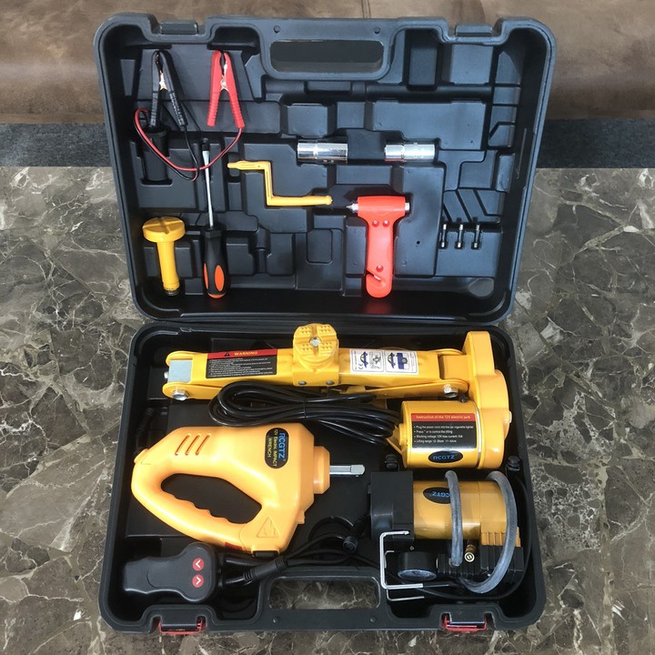 Bộ nâng kích gầm điện, máy bơm lốp và máy siết ốc ô tô đa năng 3in1 ROGTZ
