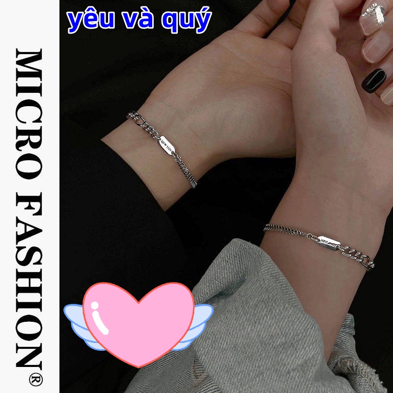 (Hàng Có Sẵn) Vòng Tay Bạc Cặp Đôi Điêu Khắc Cá Nhân Không Phai Màu Giá Trị Cao Cho Nam Và Nữ Và Bạn Bè