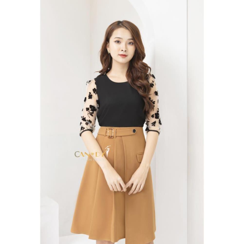 Áo Sơ Mi Nữ VNXK Cao Cấp Áo Nữ Thiết Kế - Áo Kiểu Tay Voan Phối Hoa A374 - Hàng VNXK - TINI Shop
