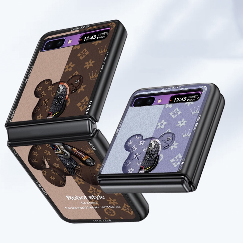 Ốp Điện Thoại Da Gập Chống Sốc Họa Tiết Gấu Hoạt Hình Cho Samsung Galaxy Z Flip 1/2