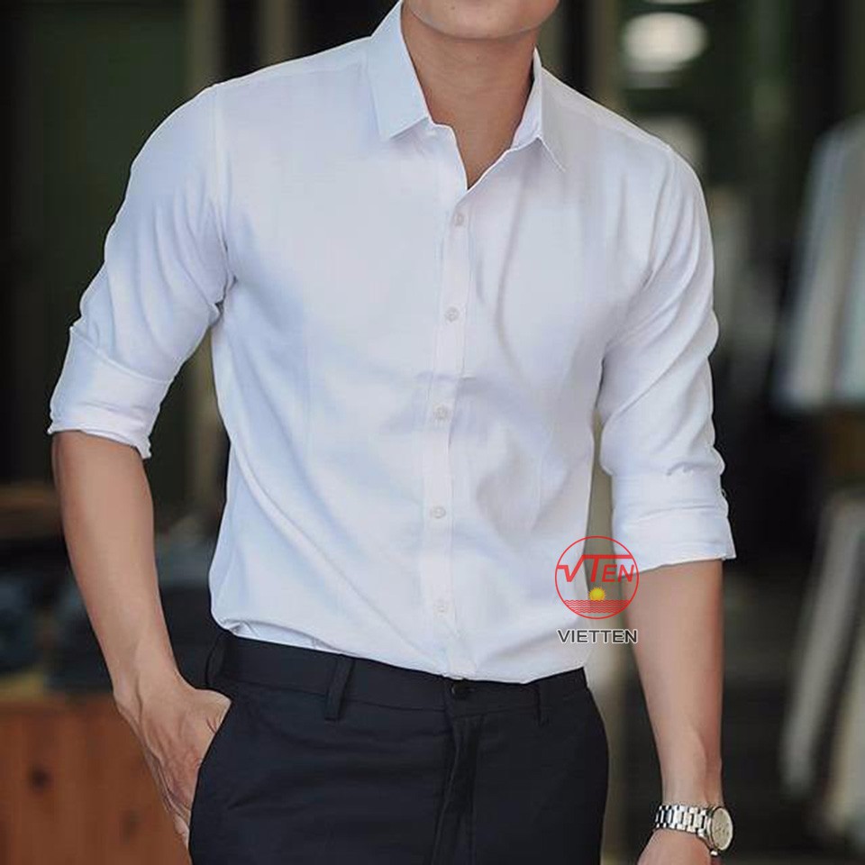 Áo sơ mi nam dài tay dáng ôm cổ bé-SMN-01 | BigBuy360 - bigbuy360.vn