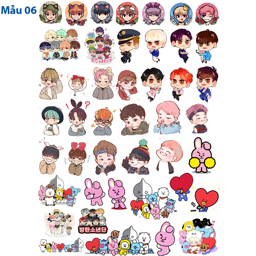 Sticker / Hình dán nhóm nhạc BTS (1 set như hình -25k)