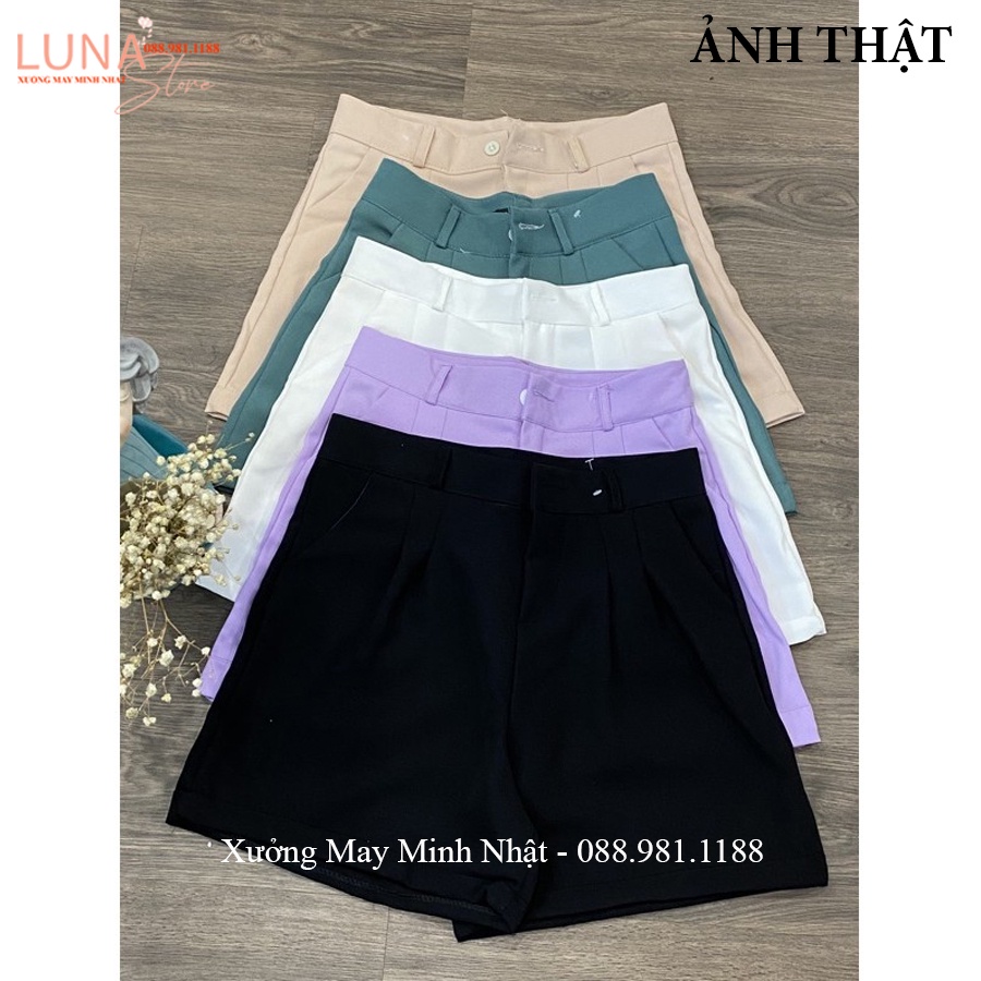 Quần short nữ gập gấu cạp cao có đỉa siêu hot màu Đen Trắng dáng quần đùi nữ vải tuyết mưa mềm mặc đi biển chơi ở nhà
