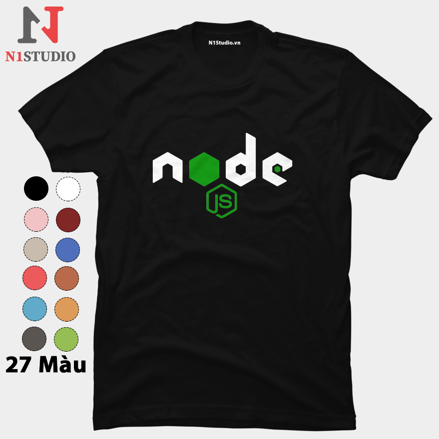 Áo thun unisex cổ tròn Nodejs javascript N1Studio vải Cotton dày dặn