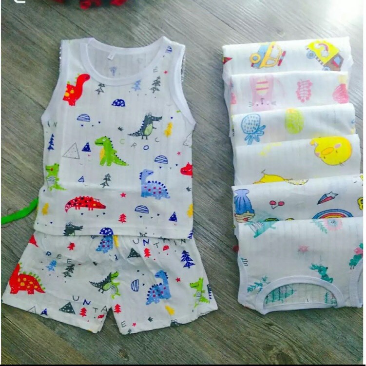 Bộ ba lổ cotton giấy cho bé trai 8-10kg