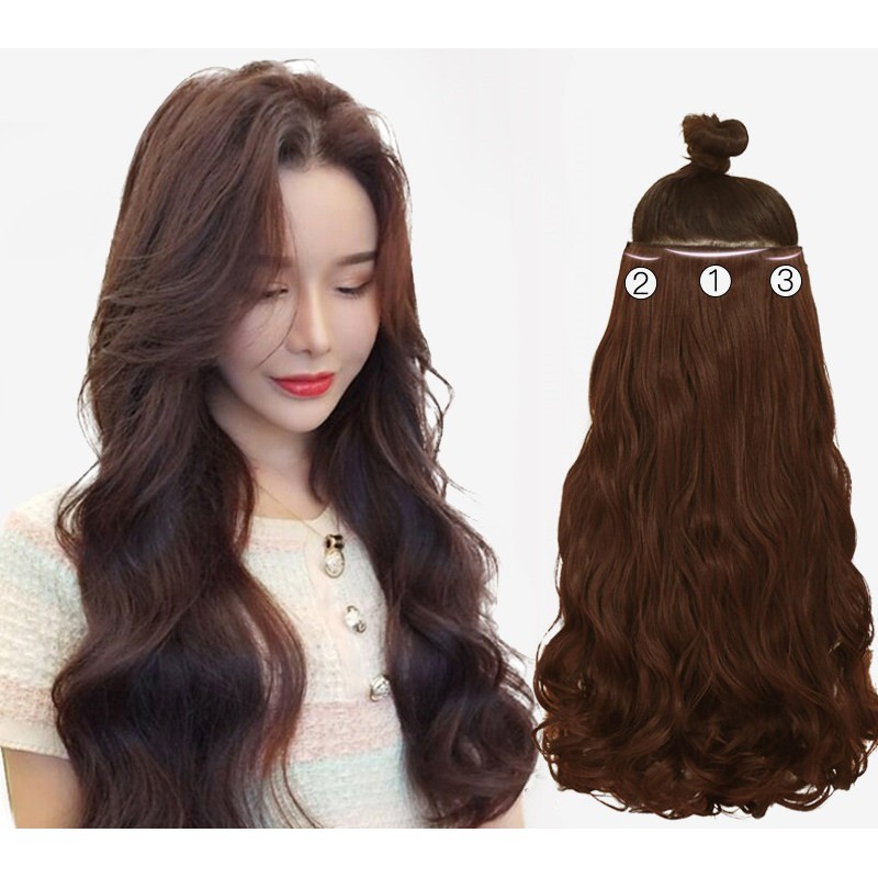Tóc giả kẹp 2 phím phồng xoăn set 3 cái 😍FREESHIP😍