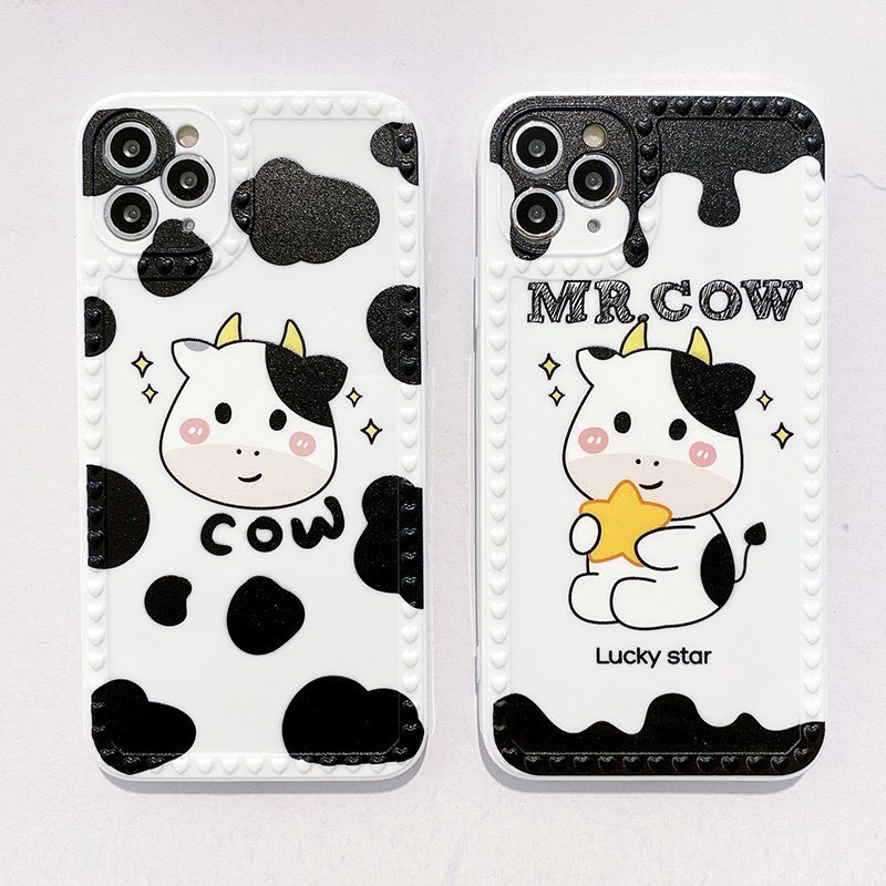 Ốp Lưng Iphone Bò Sữa Cow Full Viền Tim 5/5s/6/6plus/6s/6splus/7/7plus/8/8plus/x/xr/xs/11/12/11promax/plus/12promax