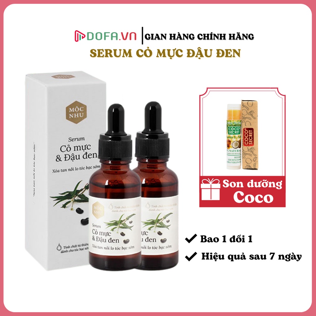 Bộ 2 serum Cỏ Mực Mộc Nhu Kích thích tóc mới mọc ra đen từ gốc, Tặng son