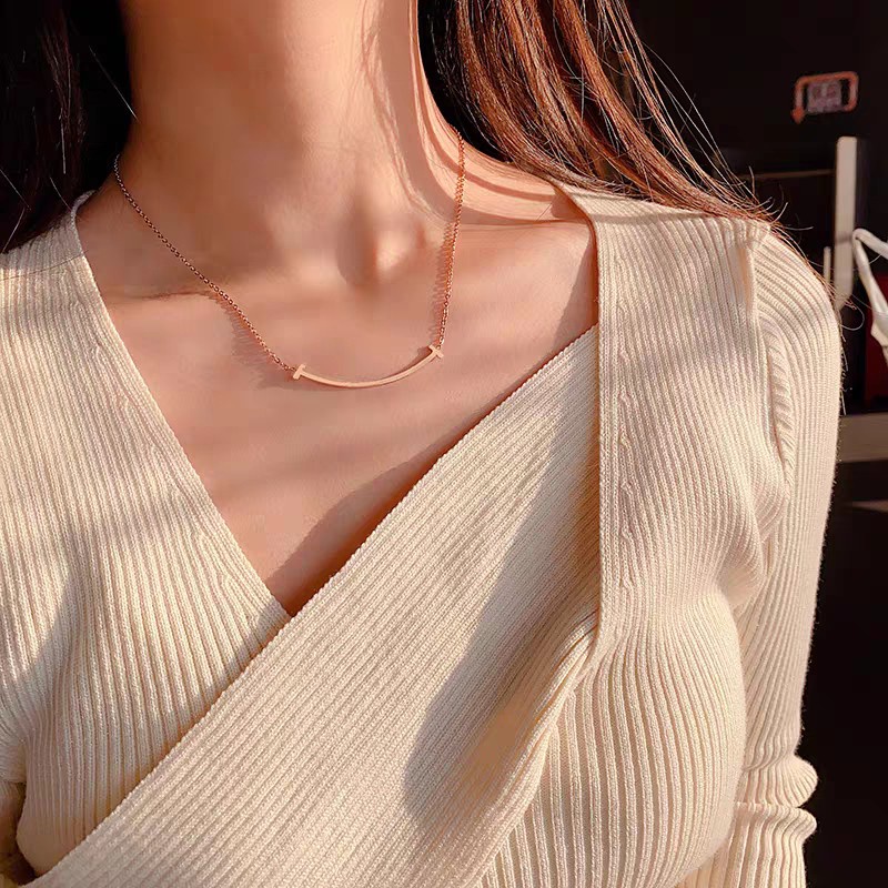 Dây chuyền ngắn thép titan mạ vàng 18k phong cách mori Âu Mỹ không gây dị ứng/phai màu cao cấp