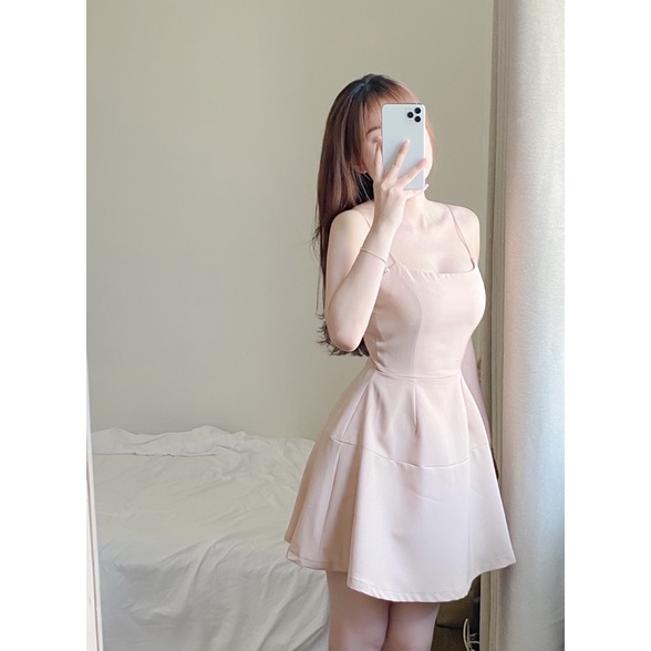 Váy nữ dự tiệc hai dây nude thiết kế Sophia Dress JOLIE LOFT, đầm dáng ngắn sang trọng đi chơi
