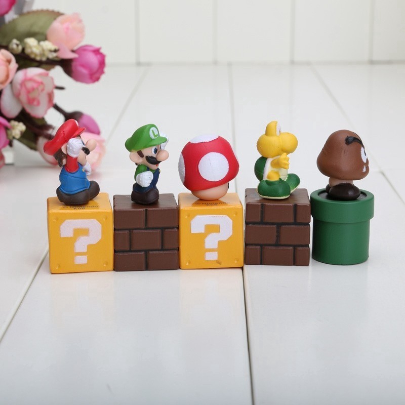 5Pcs/Set ❀ Super Mario Bros Đồ Chơi Mô Hình ❀ Mario Luigi Yoshi 5 Figure Set Gift Doll Toy Figures Toy Collectables