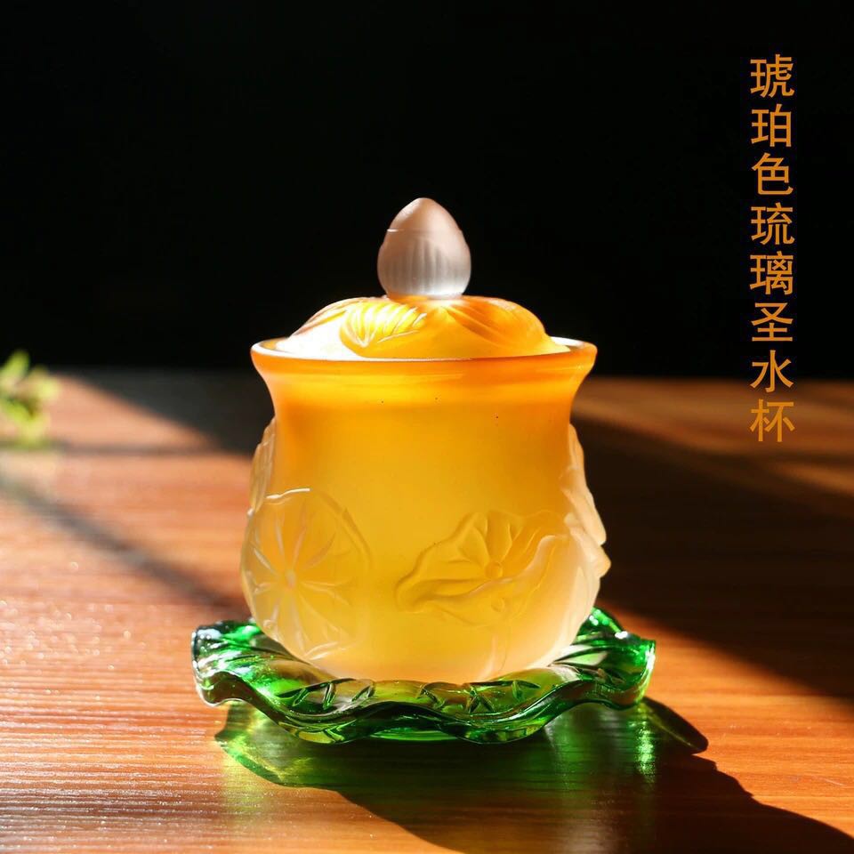Chén thủy tinh lá đế - Vàng