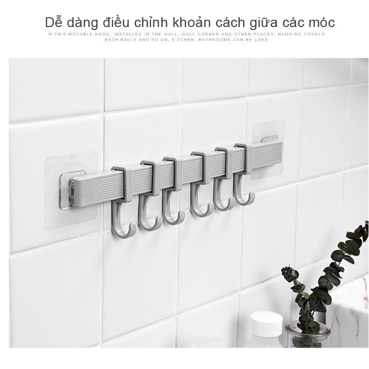 Thanh dán treo nhà 6 móc tiện dụng