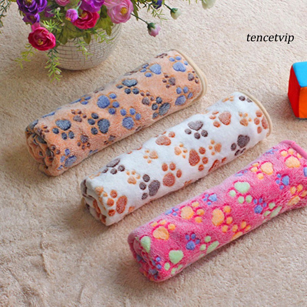 Chăn Cho Thú Cưng Mềm Mại In Họa Tiết Dấu Chân Chú Chó Dễ Thương