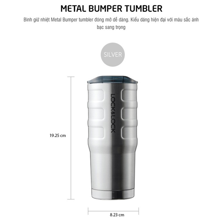 Ly giữ nhiệt/ Bình giữ nhiệt bằng thép không gỉ Lock&Lock Bumper Tumbler 550ml LHC4139SLV