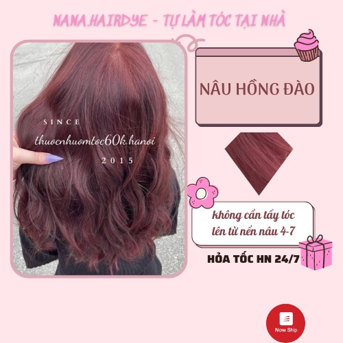 Thuốc nhuộm tóc màu Nâu Hồng Đào kèm trợ dưỡng găng tay mũ chụp