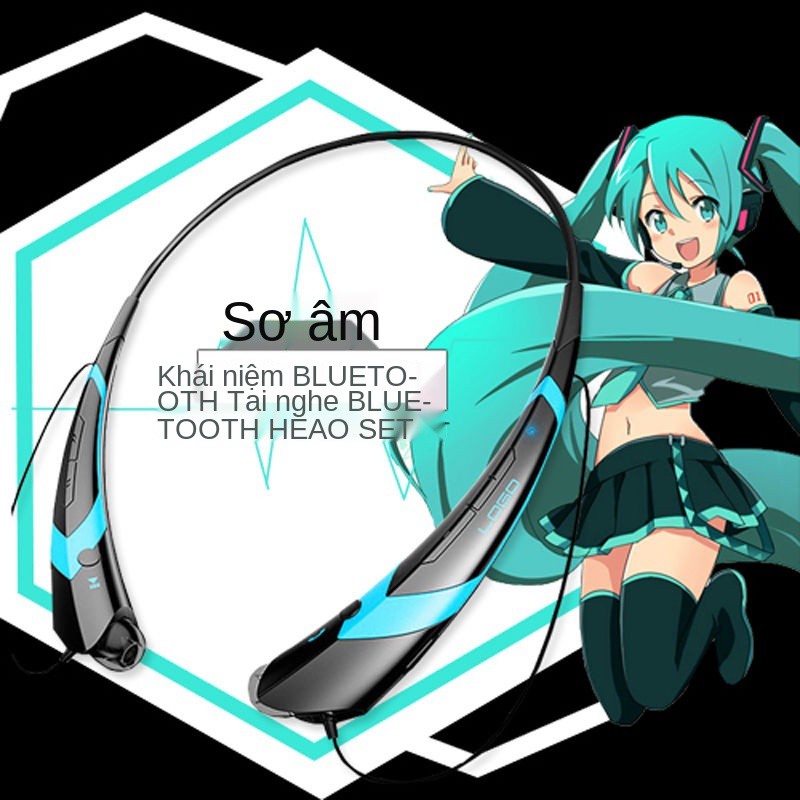 ❐▪∈Tai nghe anime chủ đề Hatsune Miku ý tưởng chủ đề hai chiều thể thao ngoài trời Bluetooth thiết bị ngoại vi tai nghe