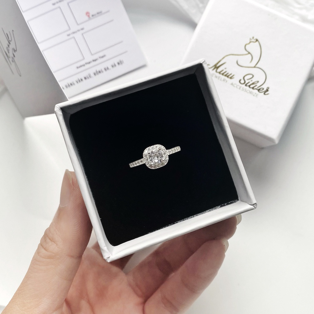 Nhẫn bạc nữ Miuu Silver đính đá vuông sang trọng Pholip Ring