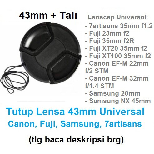 CANON SAMSUNG Nắp đậy ống kính máy ảnh 43mm EF-M 22mm Fuji XF 35mm 23mm