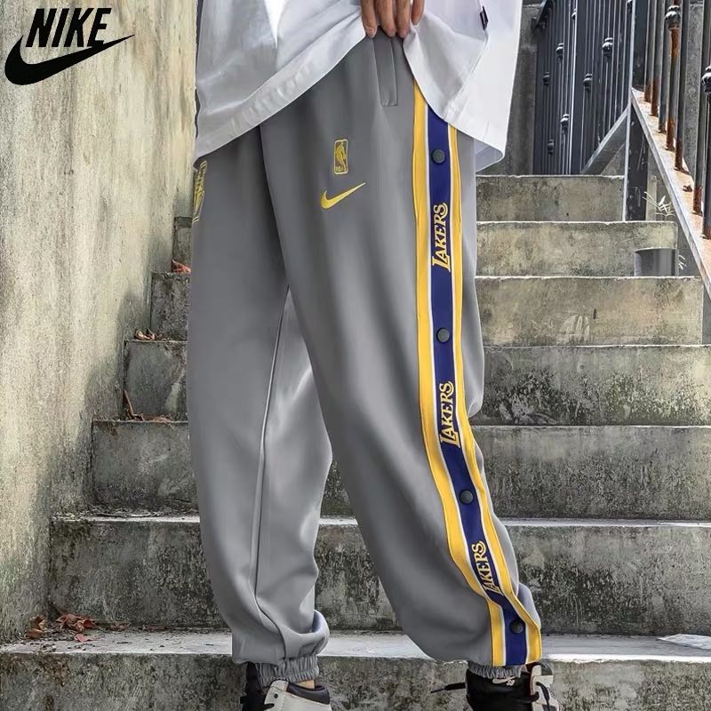 Nike Lakers Kobe Basketball Pants Men's Training Sports Pants Breasted Pants Bundles Loose Button Breathable Pants