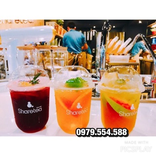 300 cốc nhựa đáy bầu, ly chữ U kèm nắp cầu