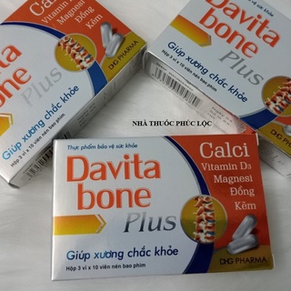 Davita bone, bổ sung Calcium và vitamin D3, phòng ngừa loãng xương, còi xương -hộp 30 viên, tuýp 10 viên