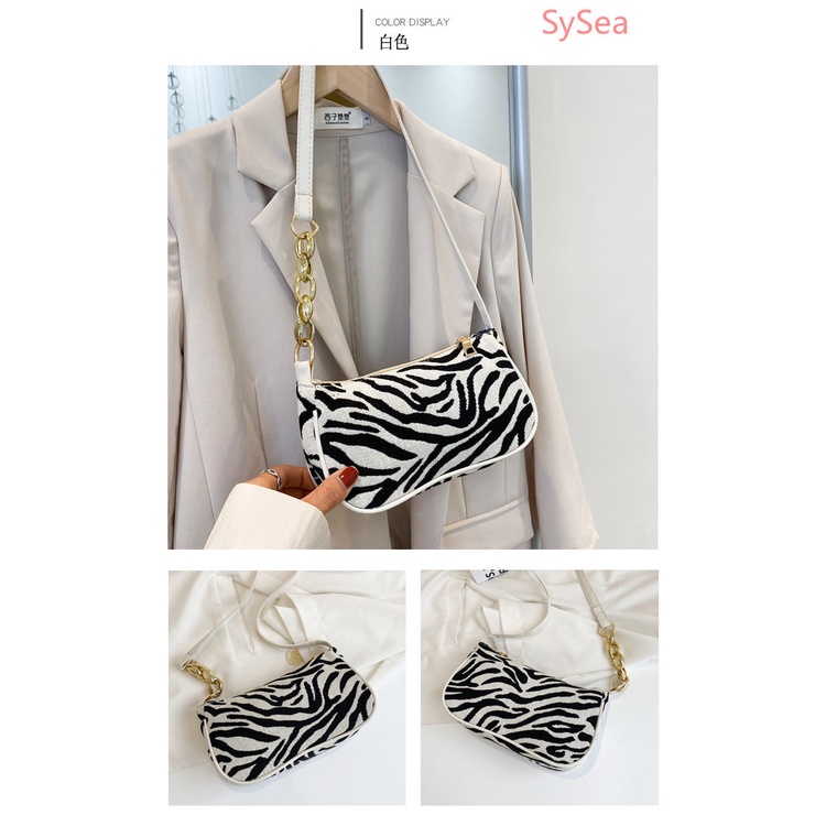 Túi Đeo Vai Họa Tiết Ngựa Vằn Phối Dây Xích Thời Trang Cho Nữ