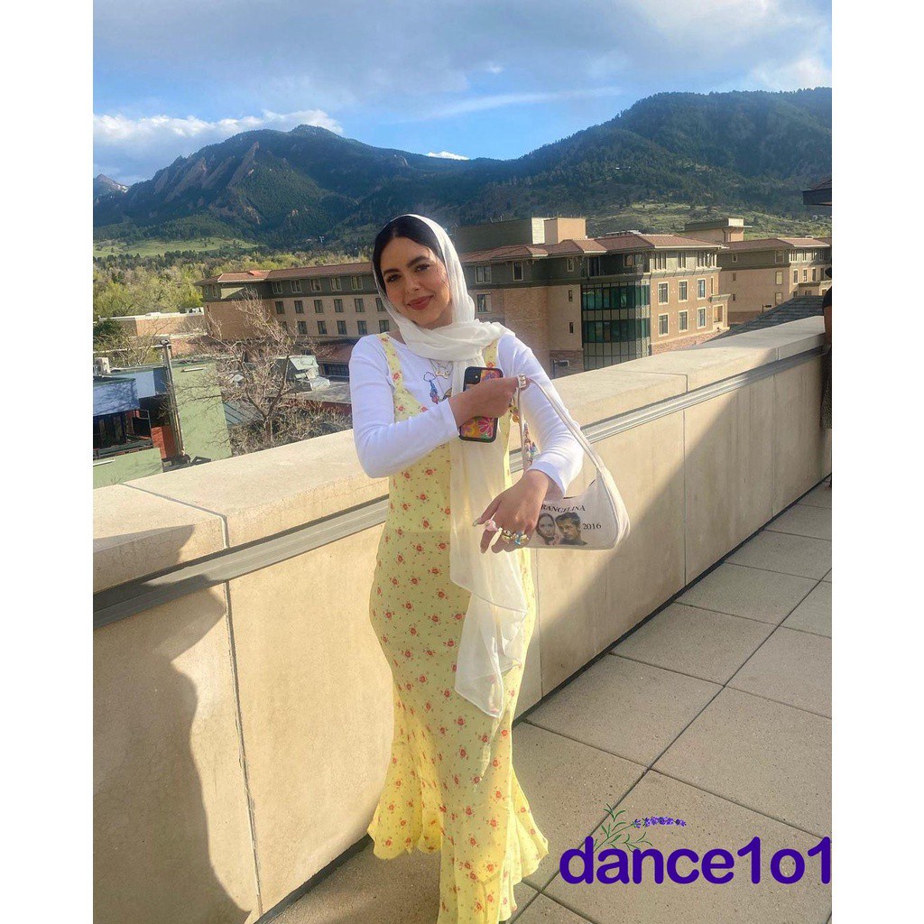 Đầm dài không tay cổ chữ U họa tiết hoa thời trang ngọt ngào gợi cảm