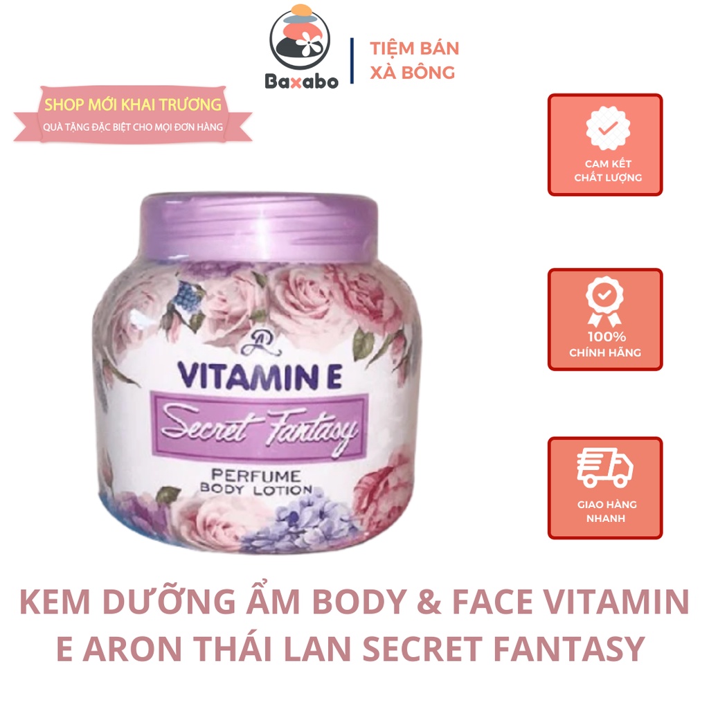 KEM DƯỠNG ẨM TRẮNG DA BODY HƯƠNG HOA HUYỀN BÍ VITAMIN E ARON THÁI LAN - VITAMIN E SECRET FANTASY ARON