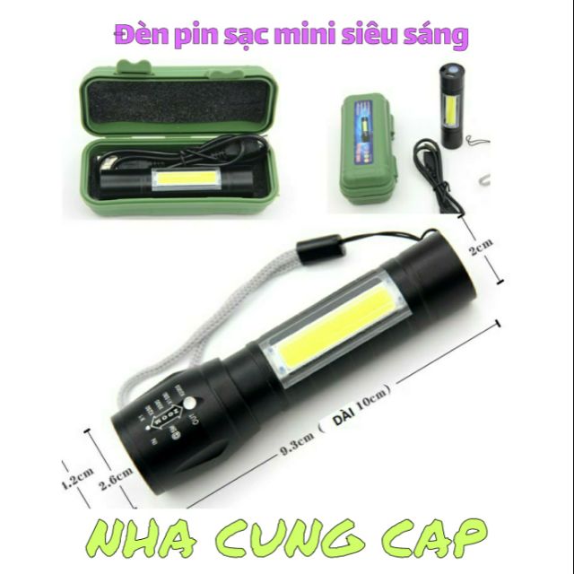 ĐÈN PIN SẠC MINI SIÊU SÁNG NHIỀU CHẾ ĐỘ