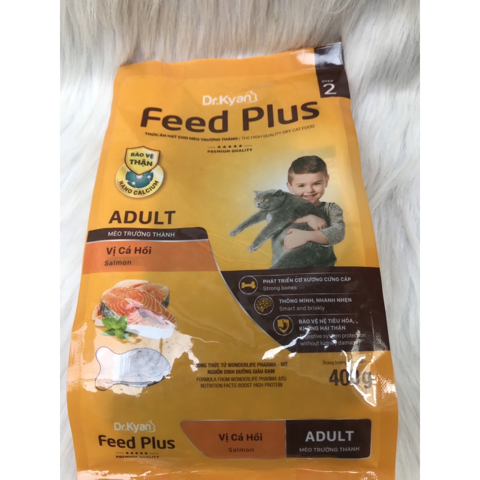 Thức ăn cho mèo Feed Plus 400g, Thức ăn hạt khô cho mèo bảo vệ thận