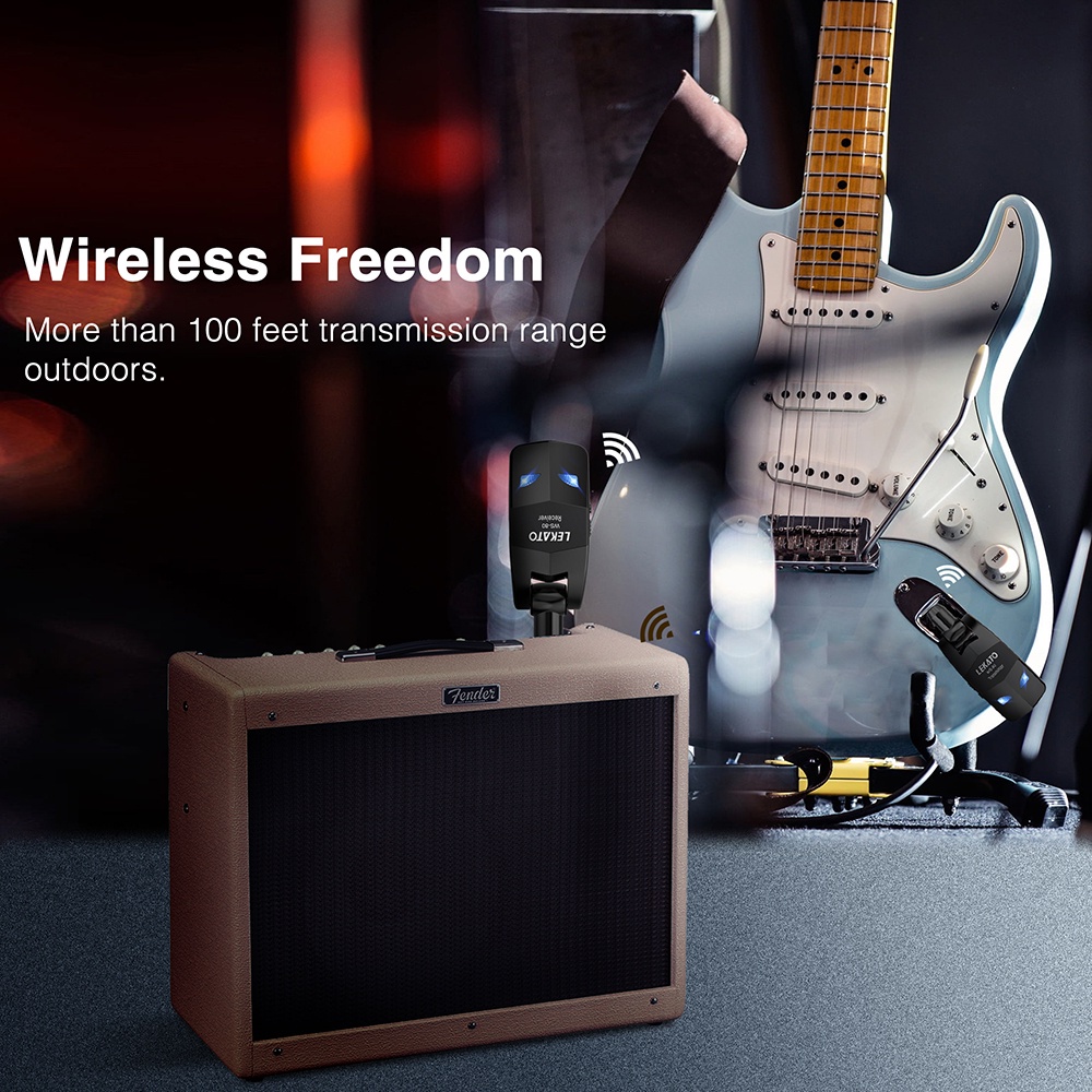 Bộ truyền nhận tín hiệu đàn guitar không dây LEKATO 2.4ghz có thể sạc được