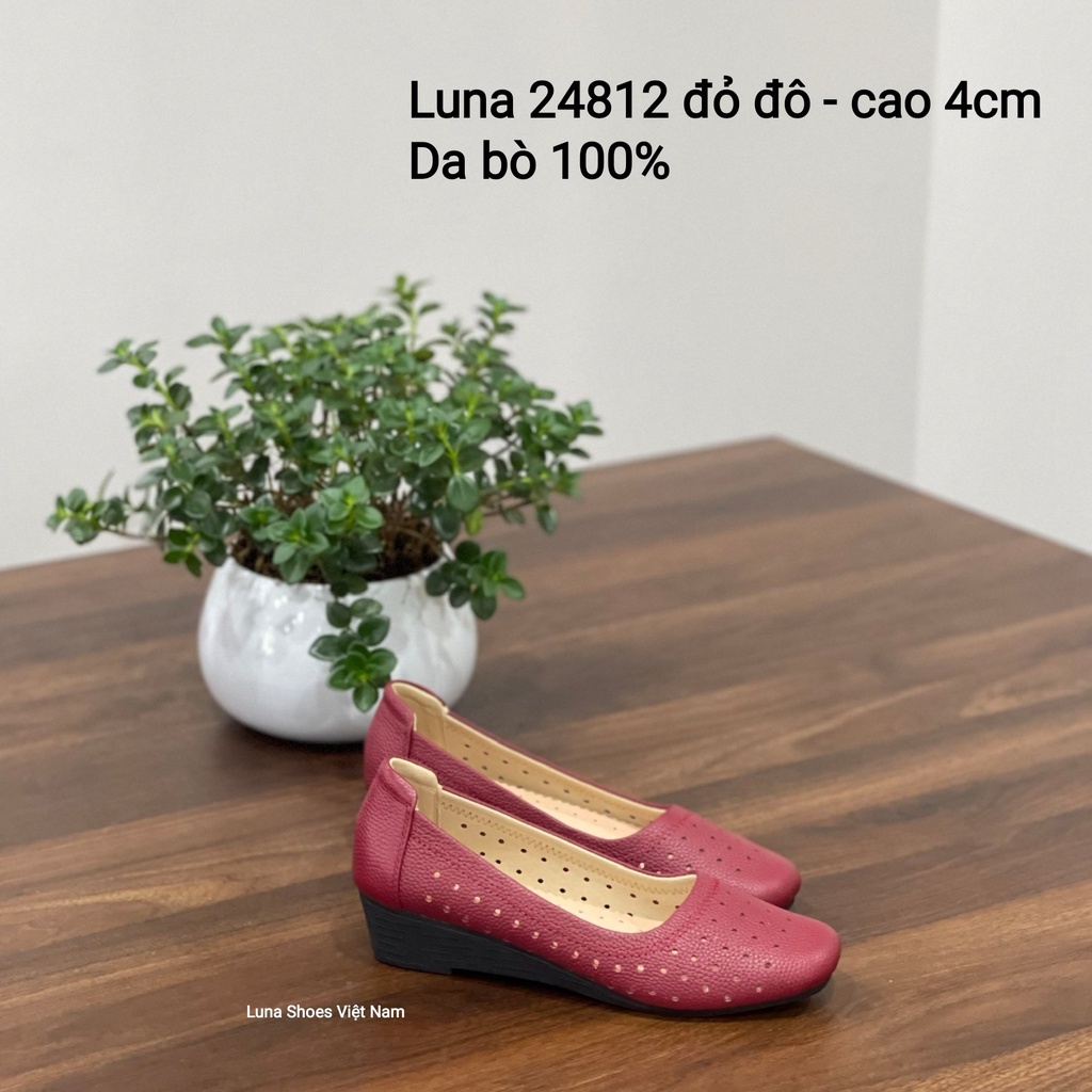 Giày bệt đế xuồng búp bê nữ 4 phân Lunashoes (24812) mũi tròn da thật cao cấp dễ đi kiểu Hàn quốc nhiều màu