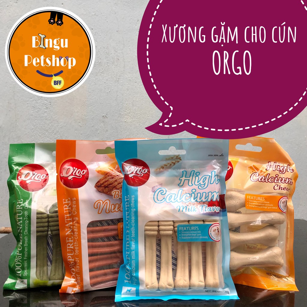 Xương Gặm Orgo Sạch Răng-Thơm Miệng -Bổ Sung Canxi cho chó - Túi 90gr