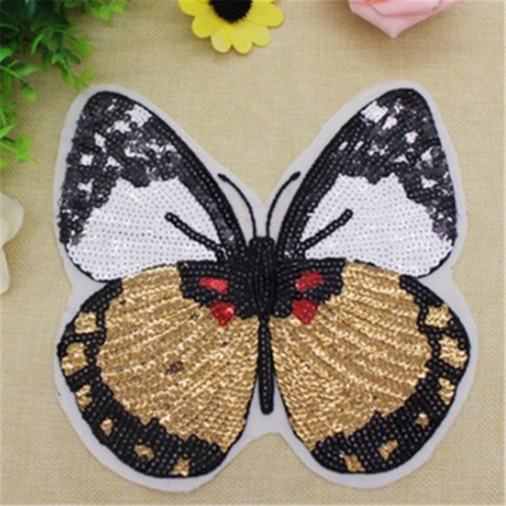 Miếng dán trang trí quần áo hình bướm đính kim sa lấp lánh thời trang